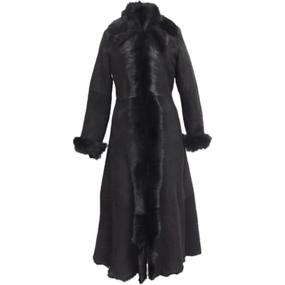 Dames zwarte suède Toscana schapenvacht trenchcoat-Rushden