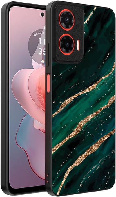 Smartphonica Telefoonhoesje Geschikt voor Motorola Moto G Power 2024 met marmer opdruk - TPU backcover case marble design - Groen Goud geschikt voor Motorola Moto G Power 2024