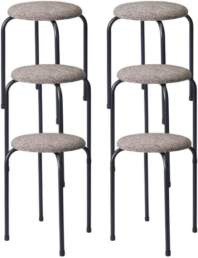 Home & Styling Bijzet krukje Tweed melange - 6x - metaal/stof - D40 x H48 cm - Meubels - Zitten
