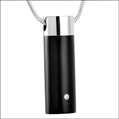 Aramat Jewels | Gedenkhangers | Ashanger Buis Zilver & Zwart met Zirkonia – RVS Gedenksieraad | | | |13mm | Staal | Volwassenen | Verkleurd niet