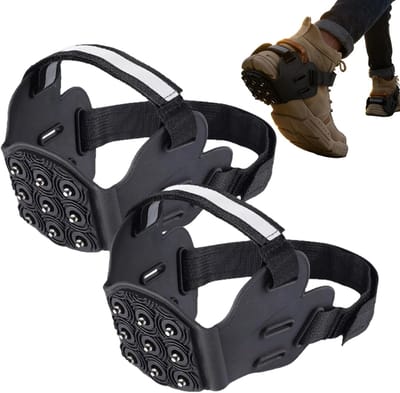 1 paar Antislip-schoenovertrekken - Wintersneeuw IJs-tractie-stijgijzers | 9 Metalen Schoenplaten En Sneeuwlaarzen, Antislipgrijpers Voor Wandelen, Wandelen, Dakbedekking, Buitenklimmen, Hardloopveil