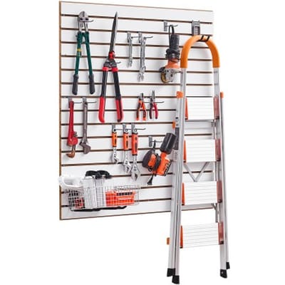 VEVOR Gereedschapswand 1220x1220x18 mm, MDF Garage Slatwall, Witte Wandorganizer, 11,3 kg Draagvermogen Slatwall Paneel met Koppelingsstructuur & DIY Zagen, Geschikt voor Opslag & Presentatie