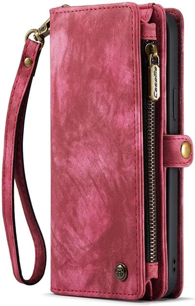 CaseMe C30 Hoesje Geschikt voor Apple iPhone 15 Pro Max | Wallet Zipper Book Case met Pasjeshouder | Beschermhoes met Portemonnee | Rood