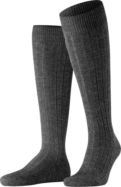 FALKE Teppich im Schuh lang eenkleurig wol kniekousen heren grijs - maat 39-40