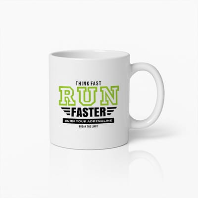 Hardlopen Mok 330ml – Denk Snel Ren Sneller Quote – Fitness Motivatie Koffiebeker Cadeau voor Hardlopers