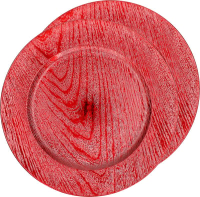 Set van 2x Kaarsenbord/onderbord - rood - kunststof - 33 cm