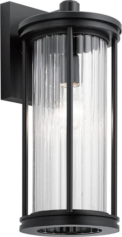 Kichler LED Wand Buitenlamp Barras | 1X E27 Max 40W | IP44 | Dimbaar | Black