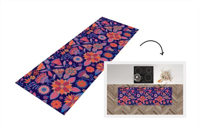 Keukenloper - Loper keuken - Vlinder - Bloemen - Patronen - 150x50 cm - Keukenloper vinyl