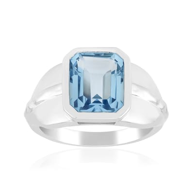 Cavill - Zilveren Ring met Blauwe Marambaia Topaas 3,264 ct - 925 Sterling Zilver Gerhodineerd - Elegant Achthoekig Trapgeslepen Edelsteen Sieraad