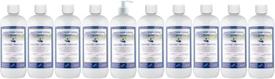 Handzeep Crème Eucalyptus 1 liter - set van 10 stuks - met gratis pomp - Voordeelverpakking