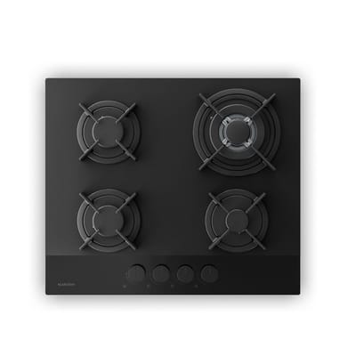 Klarstein Gaskookplaat Velaire 60 cm glas, 4 pitten 8000 W, LPG en aardgas, elektrische ontsteking, vlambeveiliging, makkelijk schoon te maken nanocoating, kookplaatkeukenaccessoire, zwart - voor Keuken - Gas Hob - Gas Kookveld