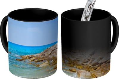 Magische Mok - Foto op Warmte Mokken - Koffiemok - Strand - Zee - Tropisch - Zomer - Magic Mok - Beker - 350 ML - Theemok