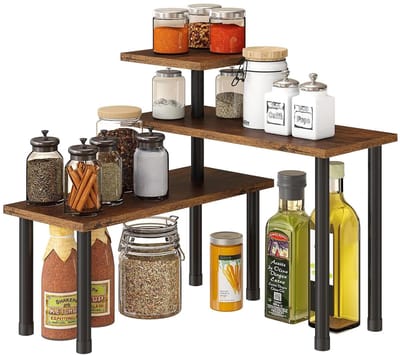 Dailygoods- Hoekrek met 3 niveaus - Verstelbaar opbergrek - Ruimtebesparend ontwerp - Stabiele metalen constructie - Multifunctioneel voor keuken/badkamer