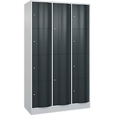 C+P Resisto combikast, 3 vakken, 10 vakken, B 1148 x D 540 x H 1950 mm, lichtgrijs/antracietgrijs