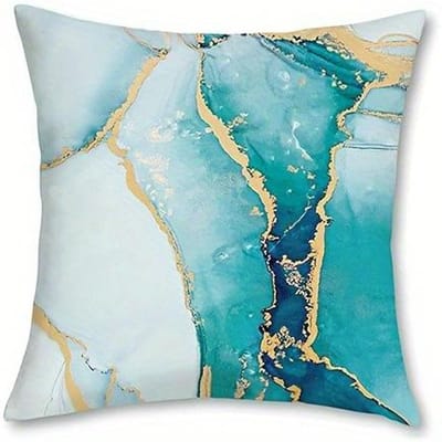 Woondecoratie Abstract Turkoois & Goud Geometrisch Kussensloop Patroon Kussenhoes Geschikt Voor Bank Slaapkamer Auto Kussensloop 50x50cm