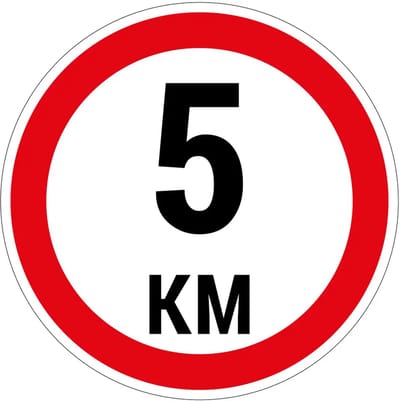 5 km bord | gecoat dibond materiaal | 10 cm