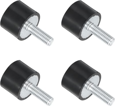 Draadloze rubberen houders, trillingsisolatoren en cilindrische schokdempers met pinnen 20 x 15 mm, set van 4