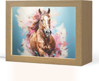 Nachtlampje 20x15 cm - Kinder lampje - Paard - Meisjes - Blauw - Roze - Tafellamp kinderkamer - Slaapkamer lamp - Bedlamp kinderen - Kinderlampje stopcontact - Wandlamp babykamer - Nachtlampjes