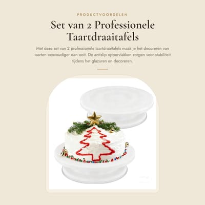 Dailygoods- Taartdraaitafel 25,5 cm - Professionele Roterende Taartstandaard - Antislip Decoratieplatform - Gladde Rotatie - Duurzaam Kunststof - Set van 2