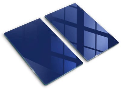 Wallfluent Glazen Snijplanken - Blauw Snijplanken Glas - 2 stucks 30 cm x 52 cm - Donkerblauw Snijplanken van Glas - Snijplank van Glas - Decoratieve Glazen Snijplank - Glazen Snijplank met Antislip