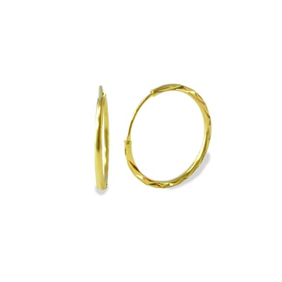 New Bling 9SIL 20536 Zilveren Oorringen Dames - Zilver - Klapoorring - 25mm Doorsnee - 1,8mm Dik - Bewerkt - Goudkleurig
