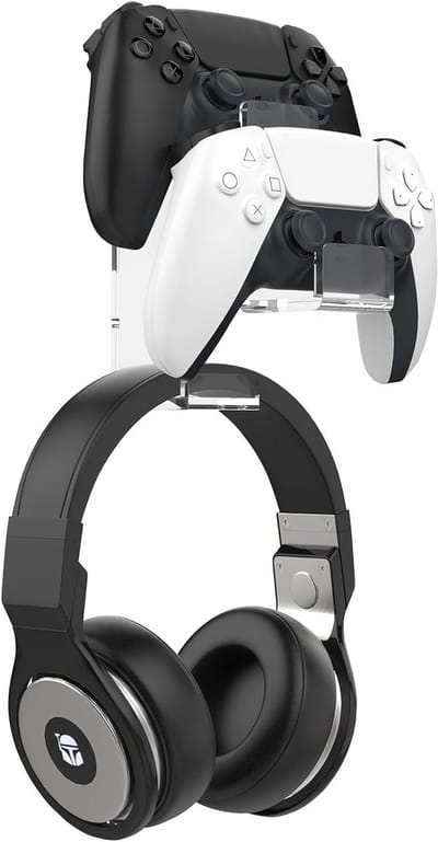 Dubbele gamepad en hoofdtelefoonhouder voor STEAM, PS3, PS4, PS5 en pc - Muurmontage voor gamingaccessoires en headsetopslag