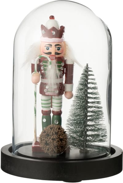 J-Line Decoratieve stolp Notenkraker - glas - kerstrood/donkergroen - small - 4 stuks