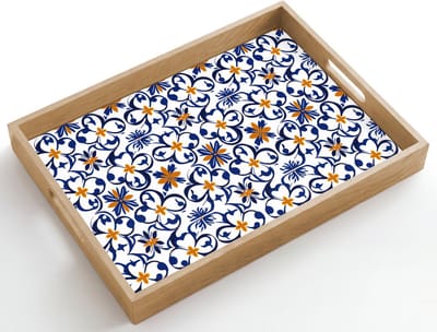 Dienblad hout 50x35 cm - Schootdienblad - Patroon - Modern - Kleurrijk - Borrelplank rechthoek - Plateau dienbladen