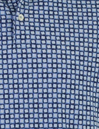 Baileys Polo Two-Tone Piqué Rotated Squares Fantasy Pattern Delft Blue / male