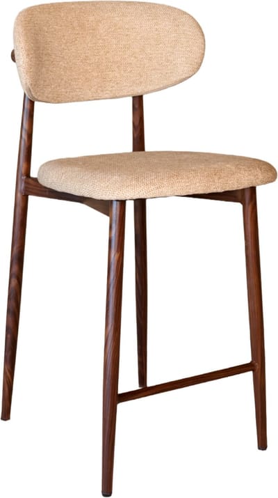 Barkruk Japandi bruin Reika walnoot minimalistische barstoel japanse stijl
