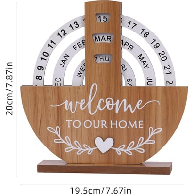 creatieve DIY Houten Eeuwigdurende Kalender Draaibare Tijdregistratiekaart Herbruikbare Schijf Kalender Esthetische Bureaudecoratie Houten Kalender