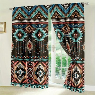 2 stuks Floral Boho Gordijnen Bohemian Kleurrijke Bloemen Patroon Raam Gordijnen Stang Zak Raambehandeling Voor Thuis Slaapkamer Woonkamer W90xH220(CM)x2PCS-Rod pocket