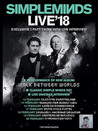 Signs-USA - Concert Sign - metaal - Simple Minds - 2018 - 20 x 30 cm