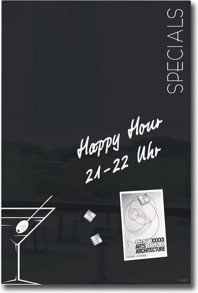 Sigel glasmagneetbord - Artverum - 40x60cm - zwart Cocktail - SI-GL296