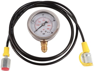 Dailygoods- Drukmeter Set - 0~400 BAR/6000PSI Meter - M16x2-BSP1/4 Aansluiting - 1,5 m Slang - Schokbestendig - Chemisch Bestendig - Hydraulische Drukmeter
