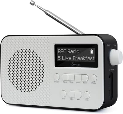 Draagbare DAB+ Radio met Bluetooth, Wekker en Oplaadbare Batterij (15u Speeltijd)