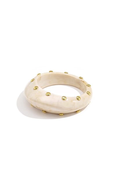Hars bangle armband met studs - Beige - Verkleurt niet - Cadeau - Goudlief.nl