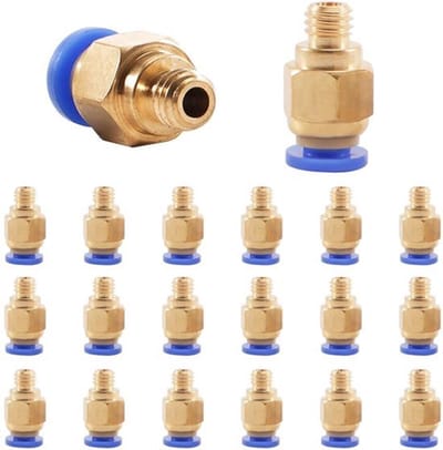 20 stuks PC4-M6 pneumatische connectoren voor PTFE-slang - snelverbinder voor 3D-printers en pneumatische systemen