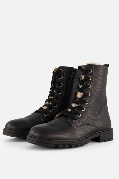 Muyters Muyters Veterboots Fur zwart Leer
