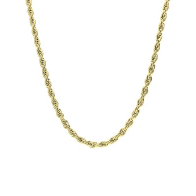 Lucardi Dames Stalen goldplated ketting koord 3mm - Ketting - Staal - Goud - 45 cm