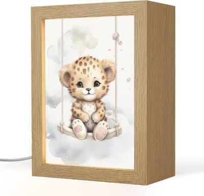 Nachtlampje 15x20 cm - Kinder lampje - Luipaard - Dier - Kinderen - Tafellamp kinderkamer - Slaapkamer lamp - Bedlamp kinderen - Kinderlampje stopcontact - Wandlamp babykamer - Nachtlampjes