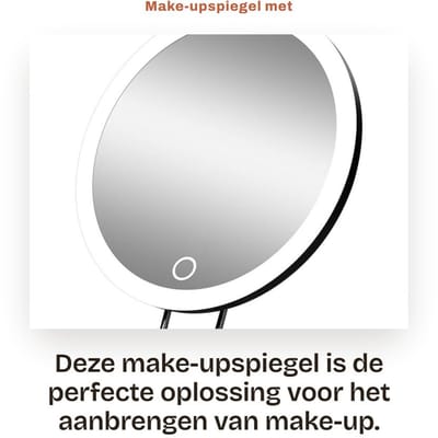 Dailygoods- Make-upspiegel met verlichting - 360 graden draaibaar - 30x vergroting - driekleurenmodus - zuignappen - bureaustandaard - Verlichte Spiegel