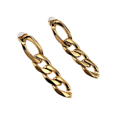 Schakels Oorbellen Dames - Figaro Stijl - Verguld RVS - Lange Oorbellen