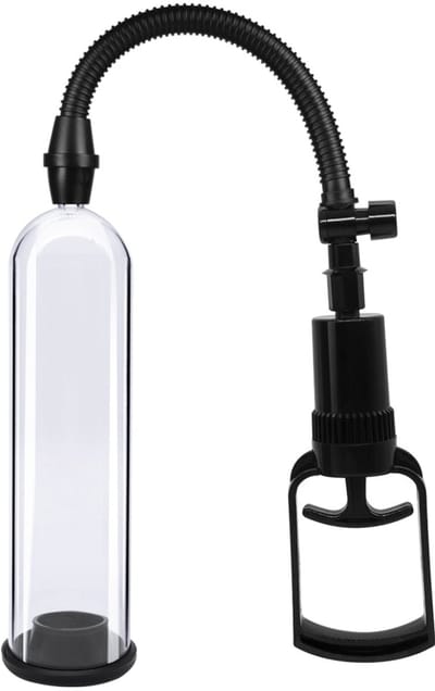 Essentials - Handmatige Penis Pomp met Sleeves - 21 cm - Transparant/Zwart