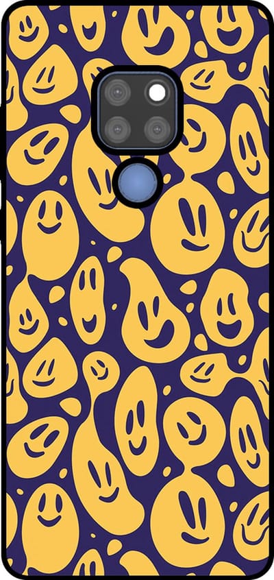 Smartphonica Telefoonhoesje Geschikt voor Huawei Mate 20 met smiley opdruk - TPU backcover case emoji design - Paars Geel geschikt voor Huawei Mate 20