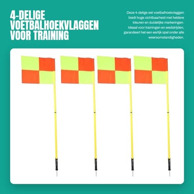 Dailygoods- Voetbalhoekvlaggen 4-delig - Draagbare Voetbalveldhoekvlaggen - Hoge zichtbaarheid - 1,5 meter lange palen - Eenvoudig te gebruiken - Geschikt voor alle weersomstandigheden - Trainingpalen