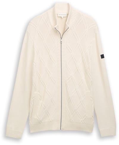Tom Tailor - Gebreide vest met kabelpatroon - Maat XL - Gardenia White