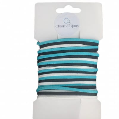 3 kleuren suede Donker blauw- Licht blauw- Wit - Charme Bijoux
