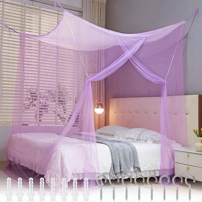 Polyester Hangende Bedluifel met Zijopeningen in Paars voor Binnen en Buiten - 200 x 180 x 165 cm, Bescherming tegen Insecten, Decoratieve Schaduw