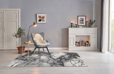 the carpet Marmer Modern dichte korte pool woonkamer slaapkamer vlorkleed, designer tapijt, elegante glans, glanzende vezel, pluizig, modieus, marmer look, abstract, Grey, 120 x 170 cm